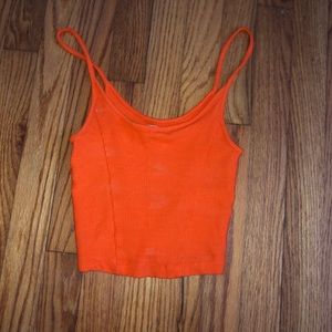 urban outfitters orange fibbed crop top